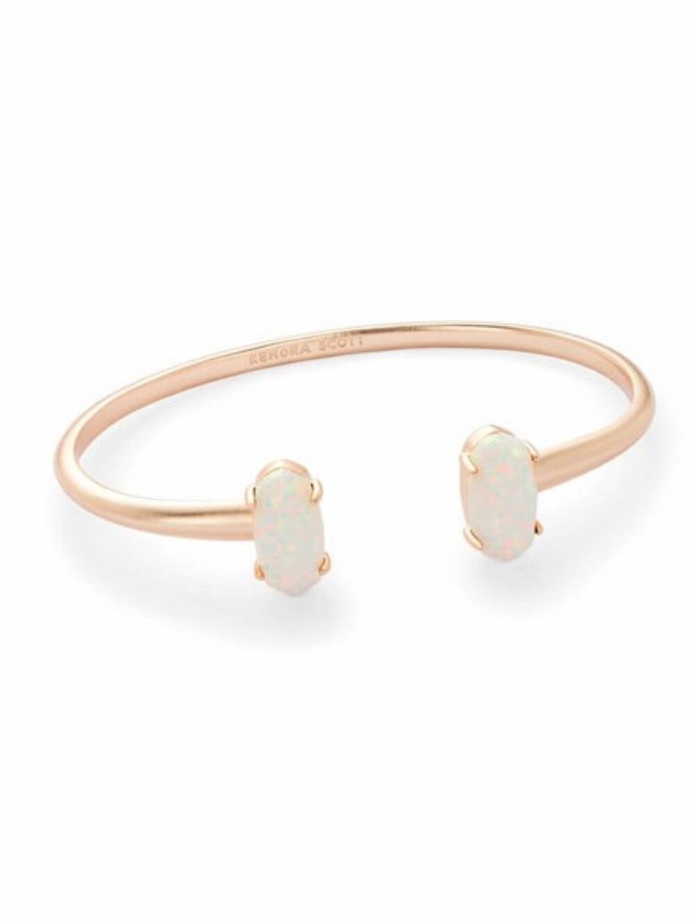 Kendra‎ Scott Edie Rose Gold Open Cuff Bracelet White Kyocera  Opal Stones